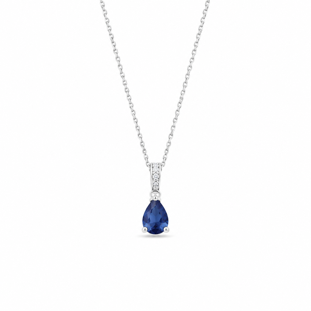 Safir Pear Cut Kolye