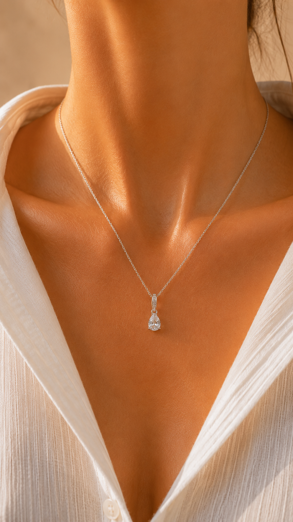 Pear Cut Zirkon Kolye