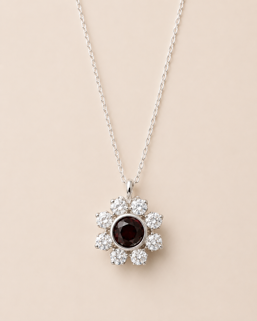 Garnet Papatya Kolye