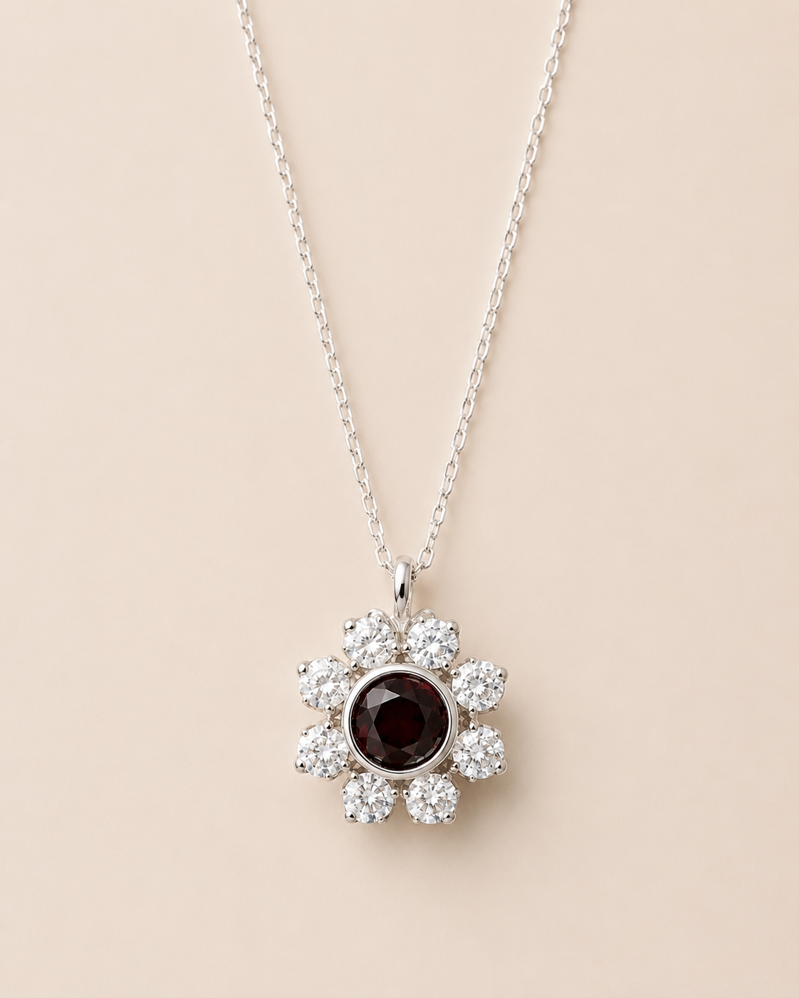 Garnet Papatya Kolye