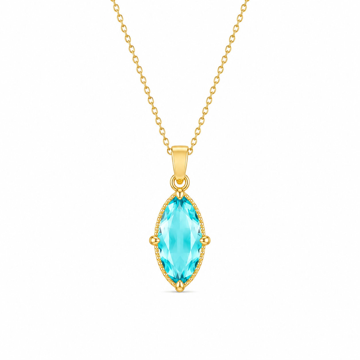 Marquise Aquamarin Kolye