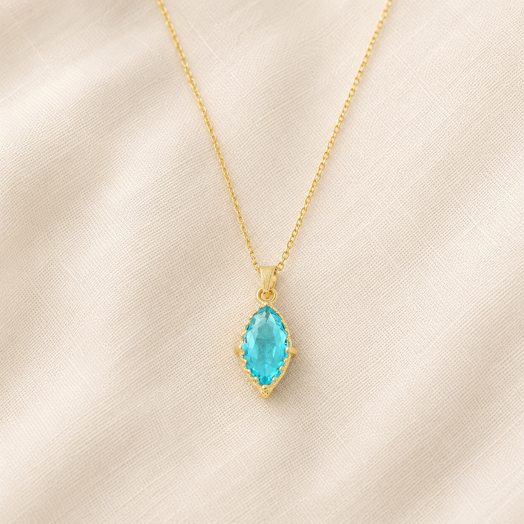 Marquise Aquamarin Kolye