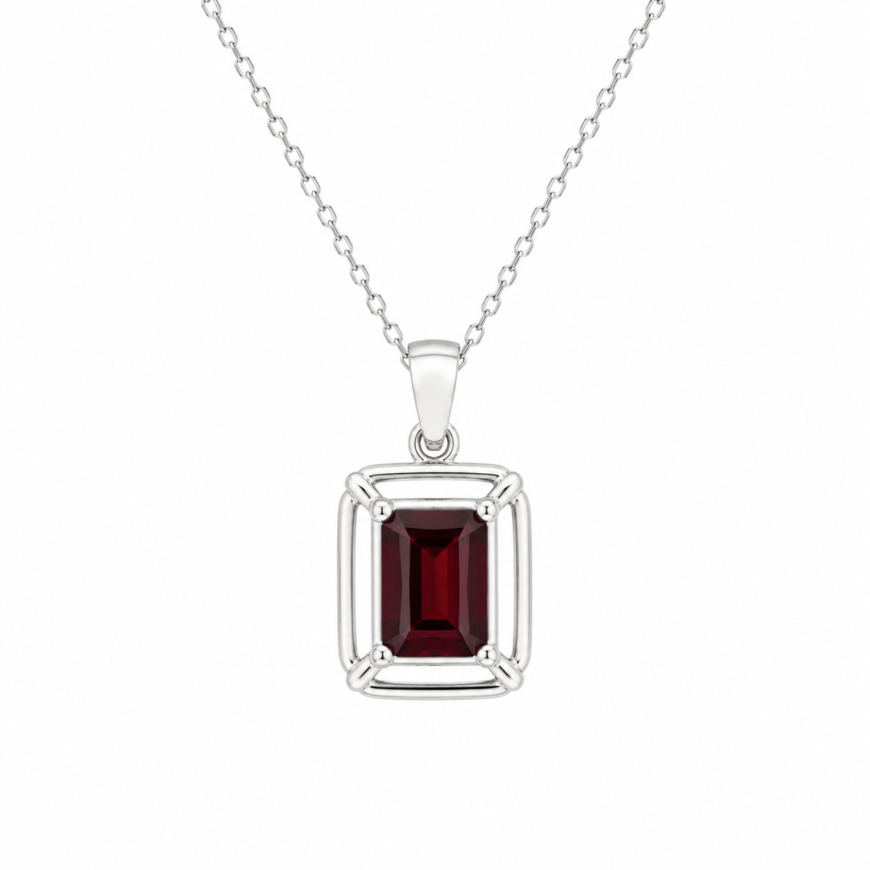 Garnet Dikdörtgen Kolye