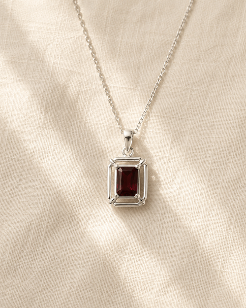 Garnet Dikdörtgen Kolye