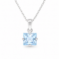 Princess Cut Aquamarin Kolye