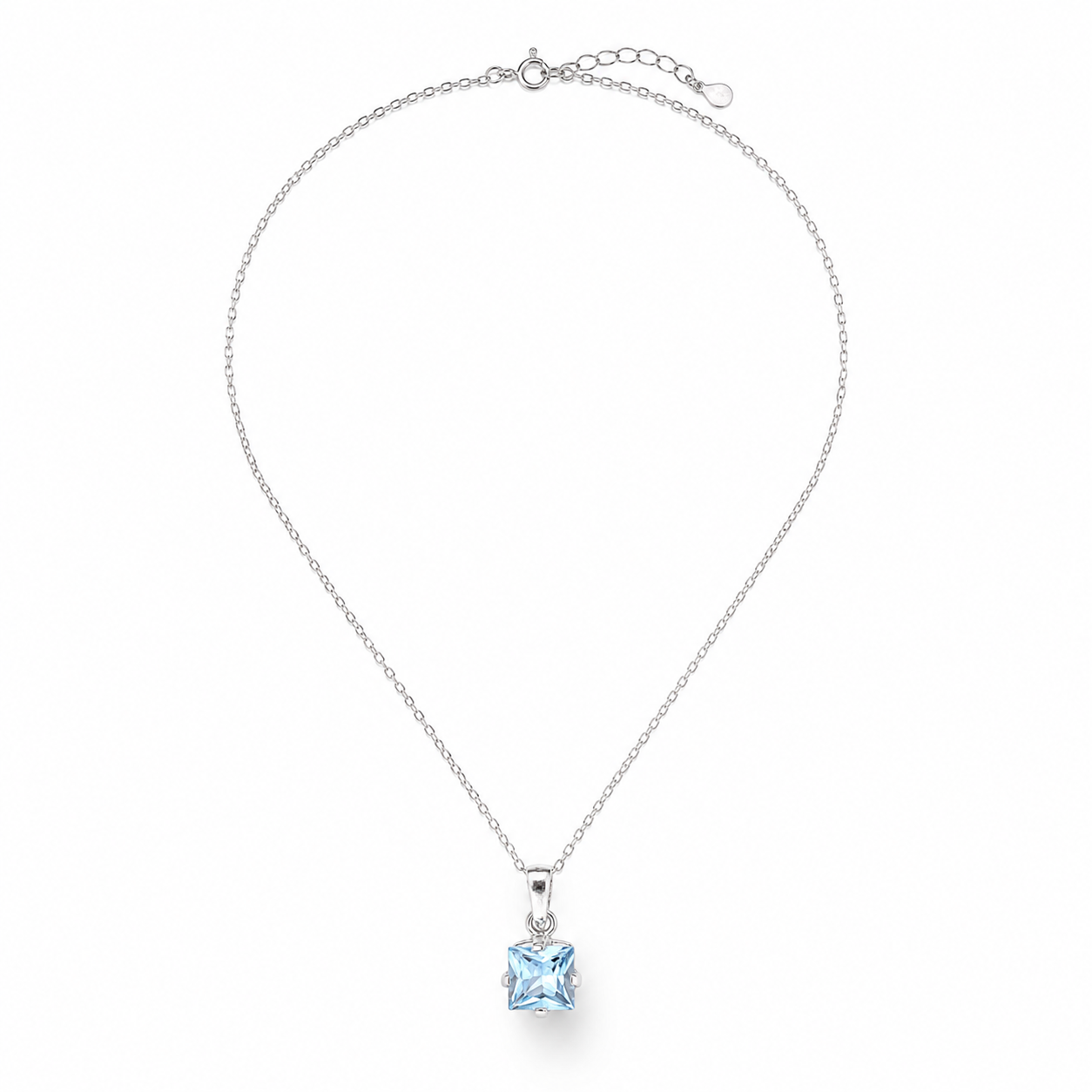 Princess Cut Aquamarin Kolye