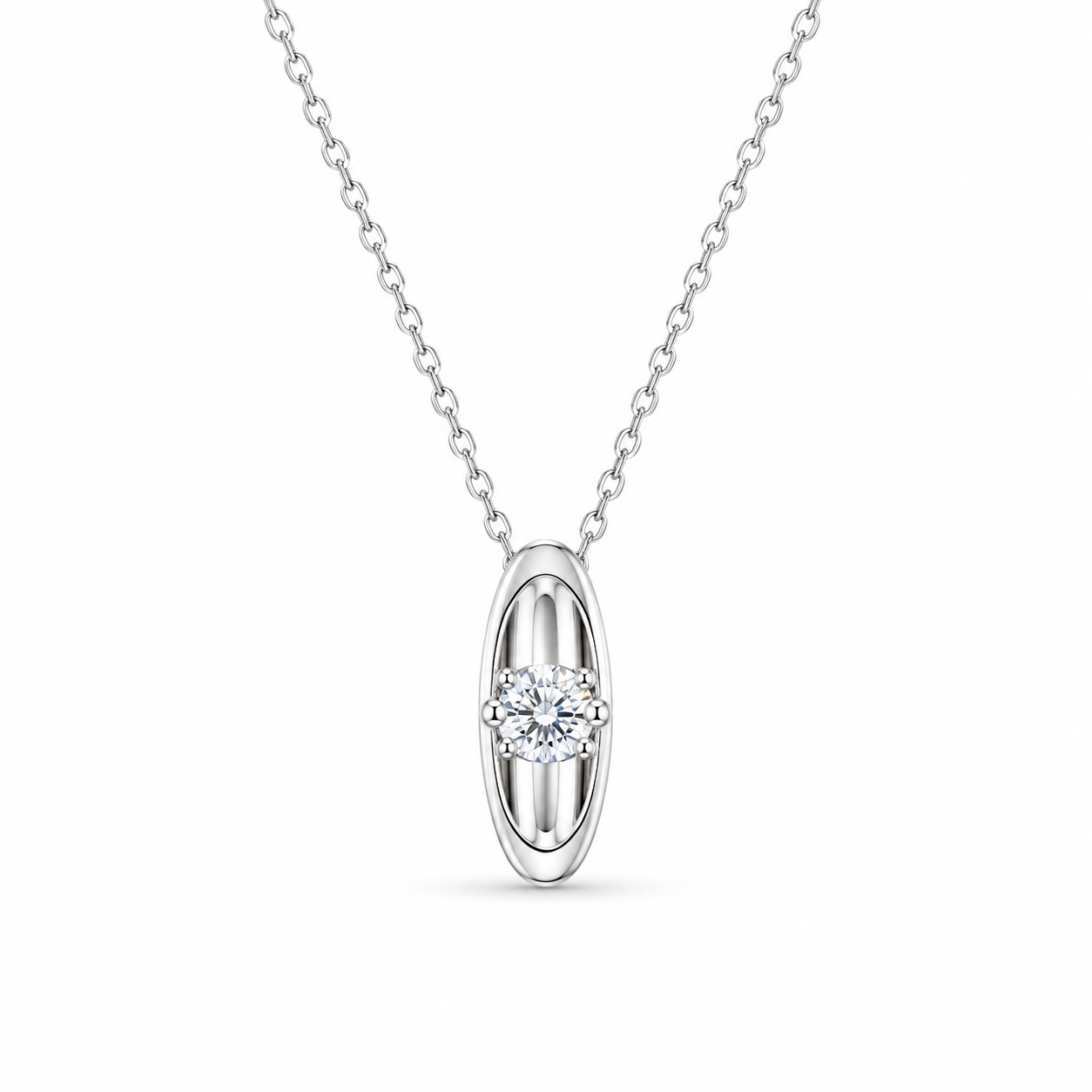 Oval Zirkon Tek Taş Kolye JR